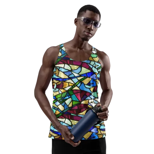 Birdsong Mosaic on a Men's Tank Top