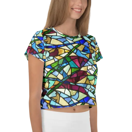 Birdsong Mosaic on a Crop Tee