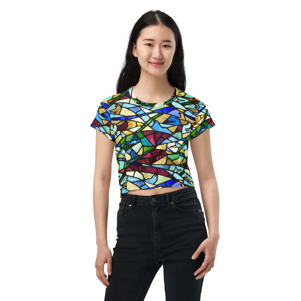 Birdsong Mosaic on Crop Tee — Front