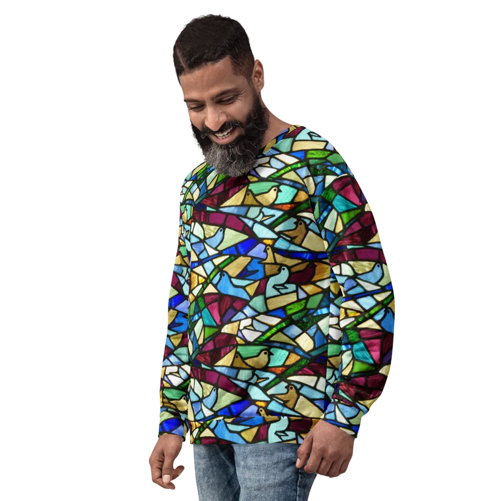 Birdsong Mosaic on Sweatshirt — Left Front