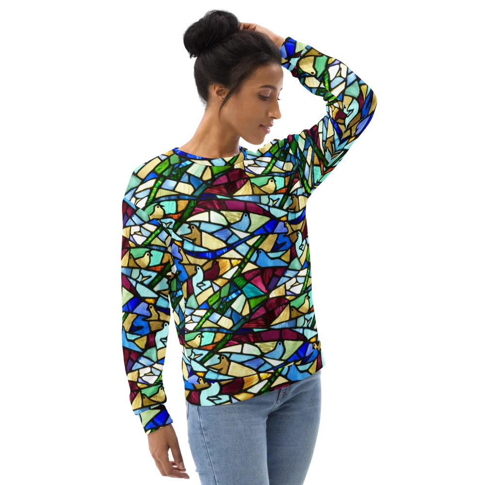 Birdsong Mosaic on Sweatshirt — Right Front