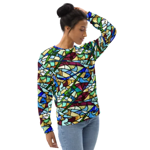 Birdsong Mosaic on a Sweatshirt