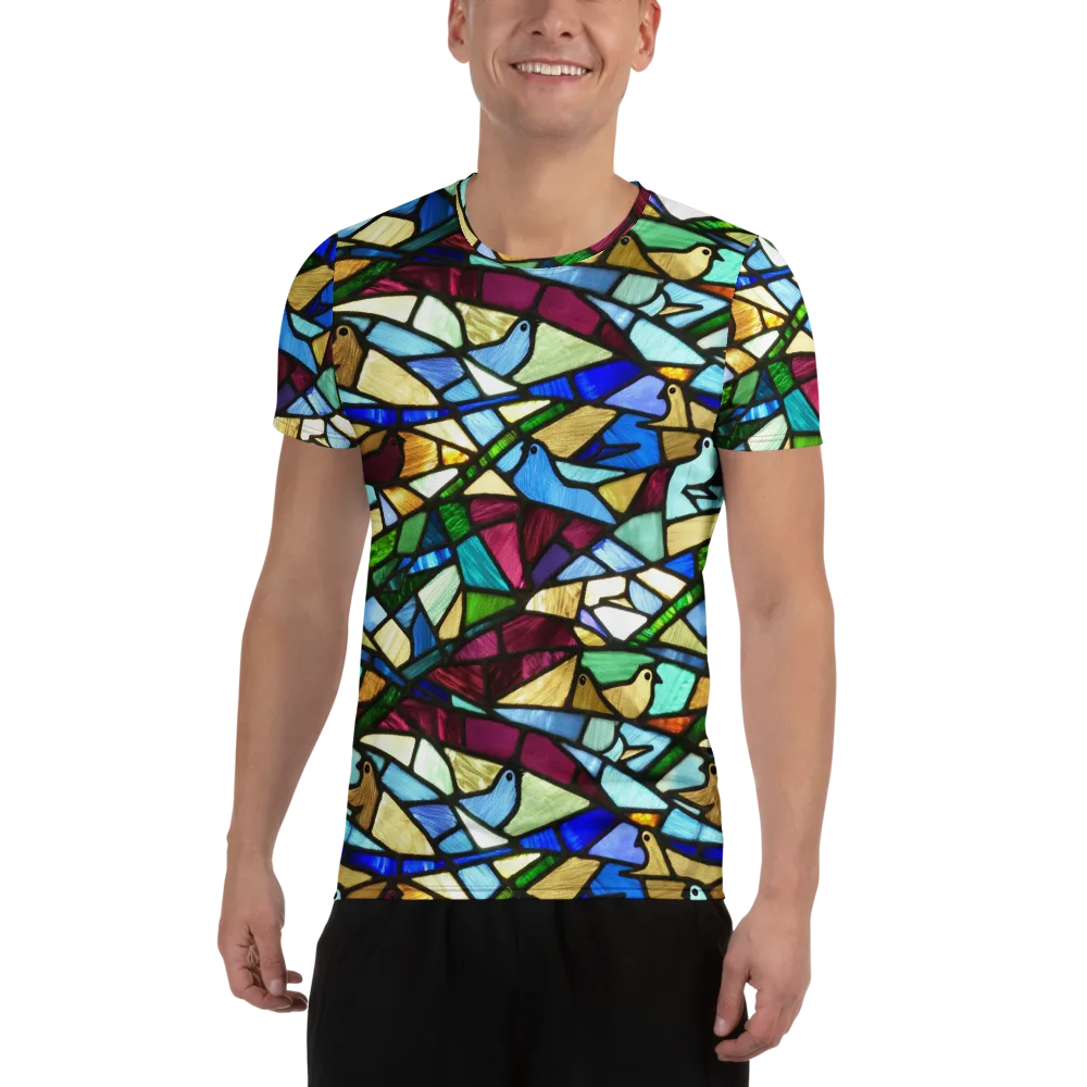 Birdsong Mosaic on Men's Athletic T-Shirt — Front
