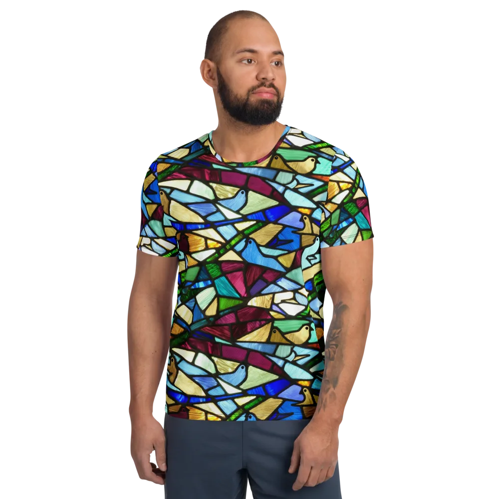Birdsong Mosaic on Men's Athletic T-Shirt — Front