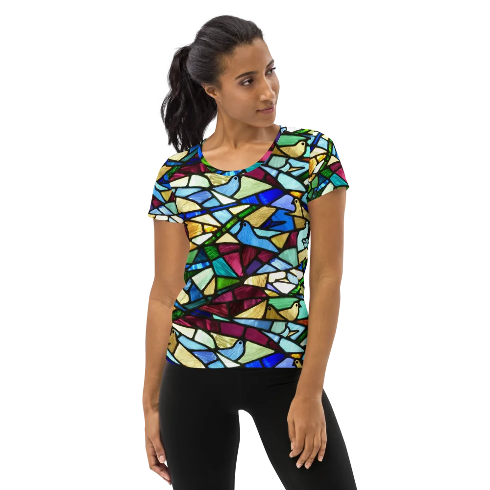 Birdsong Mosaic on Women's Athletic T-Shirt — Front