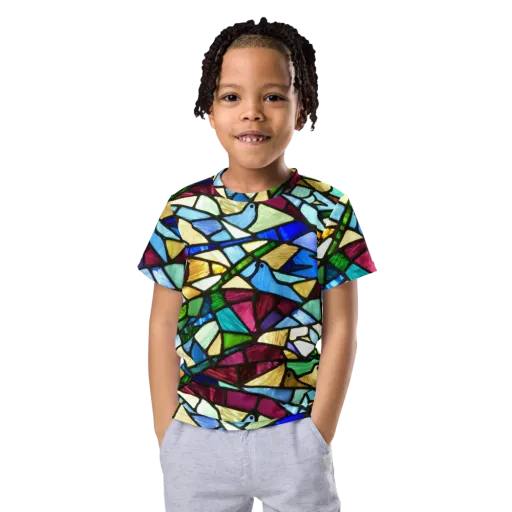 Birdsong Mosaic on a Kids Crew Neck T-Shirt