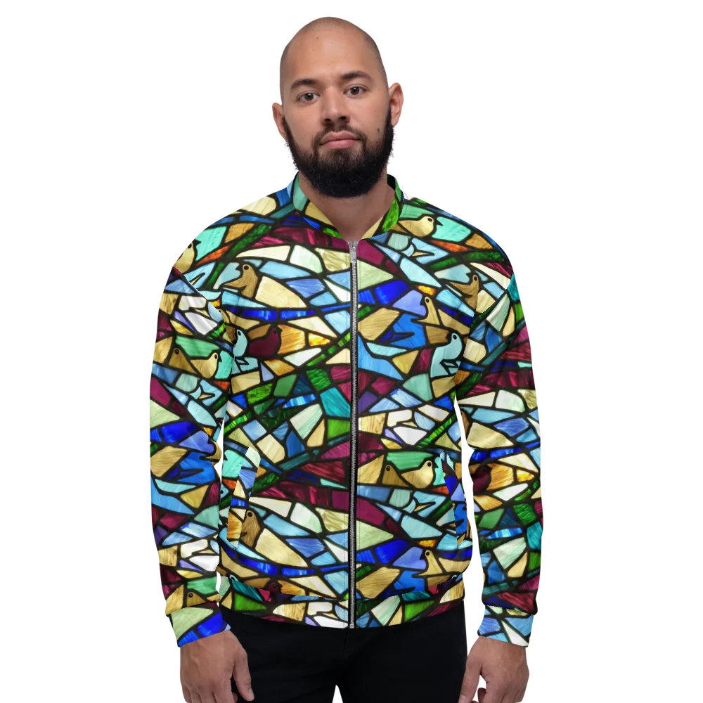 Birdsong Mosaic on Bomber Jacket — Front