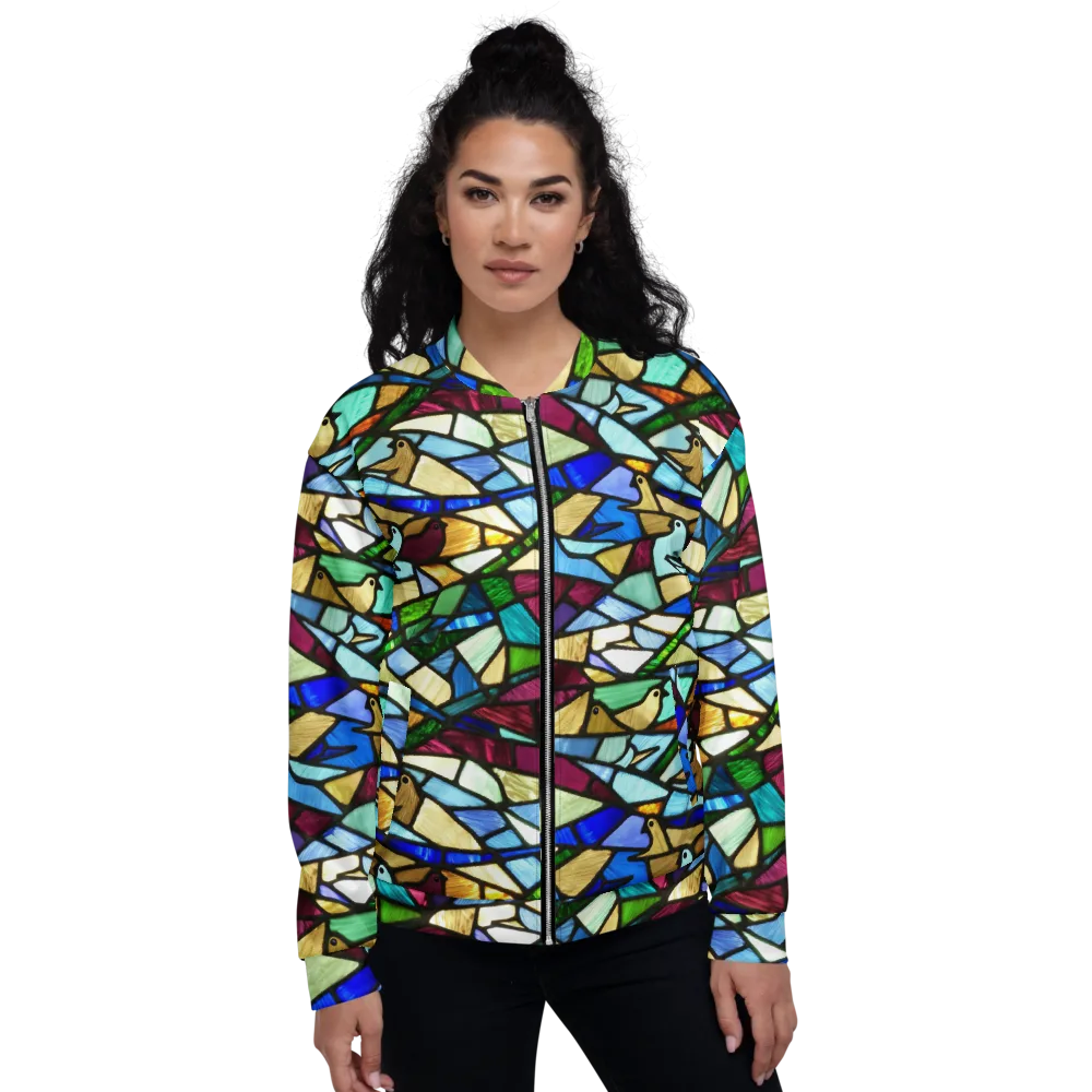 Birdsong Mosaic on Bomber Jacket — Front
