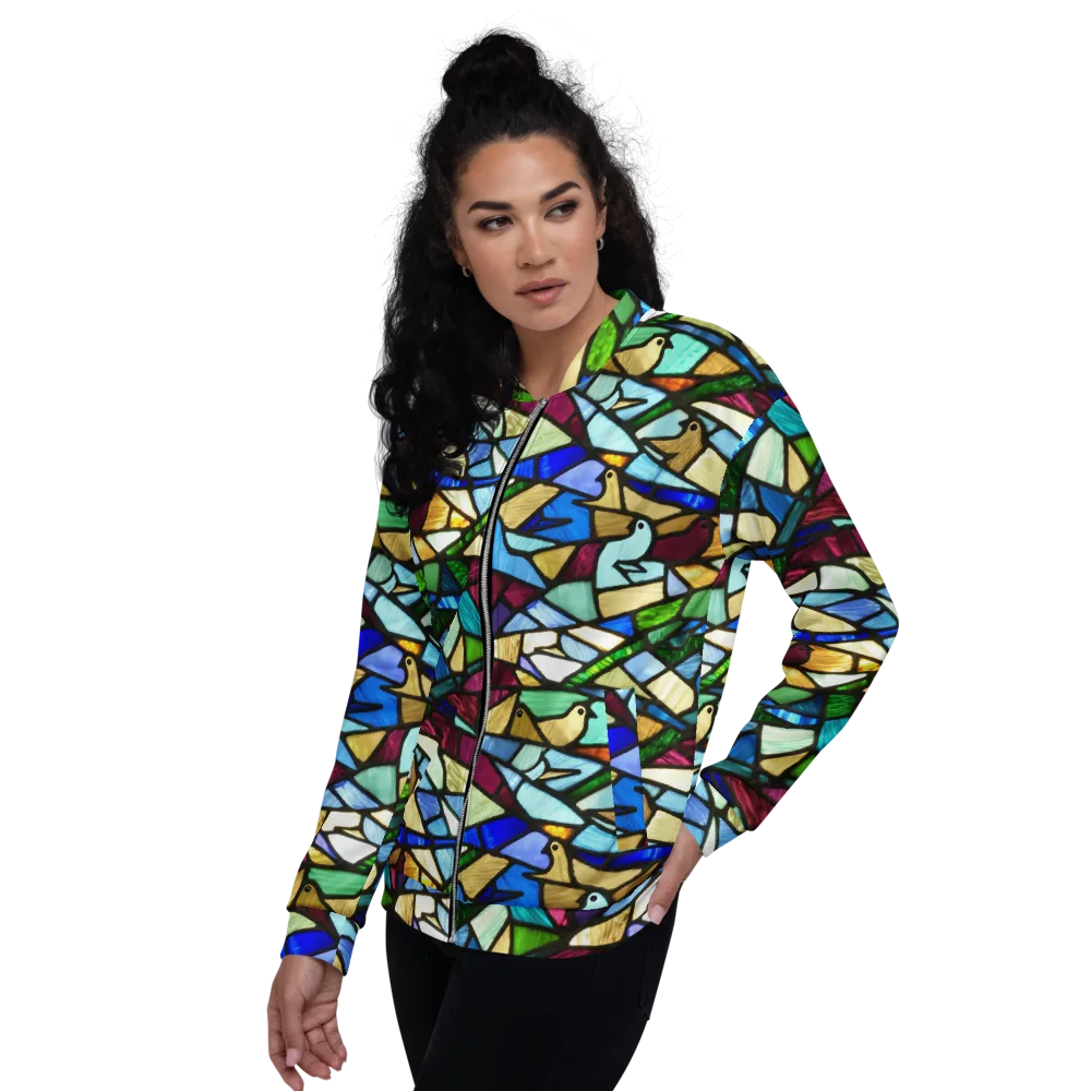 Birdsong Mosaic on Bomber Jacket — Left