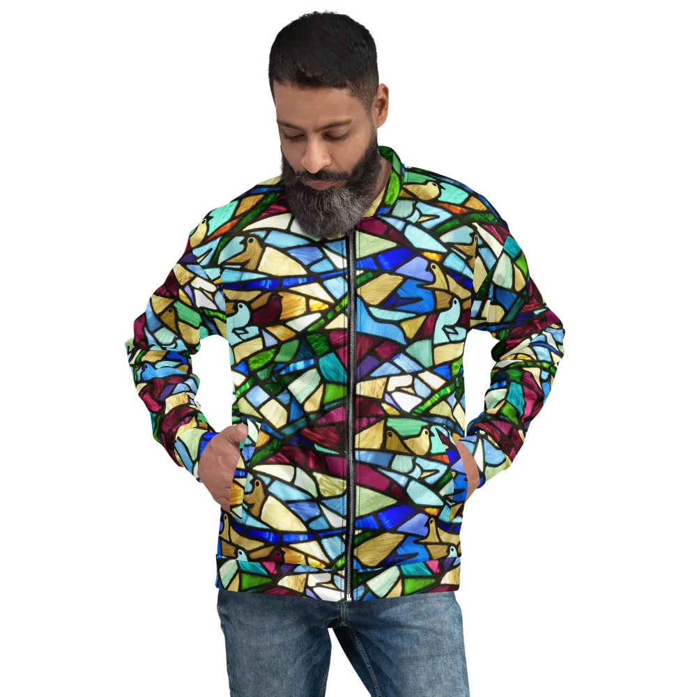 Birdsong Mosaic on Bomber Jacket — Front