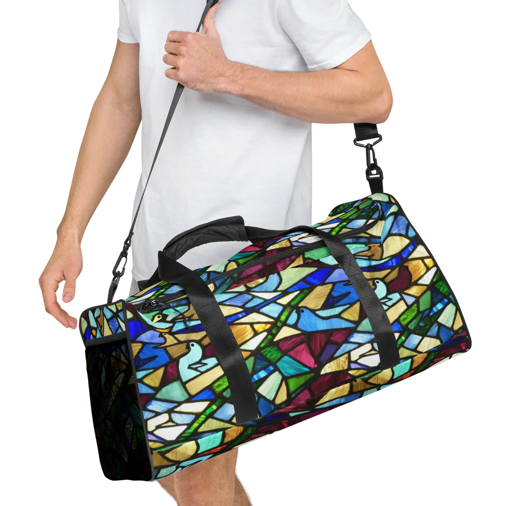 Birdsong Mosaic on Duffle Bag — Right Front