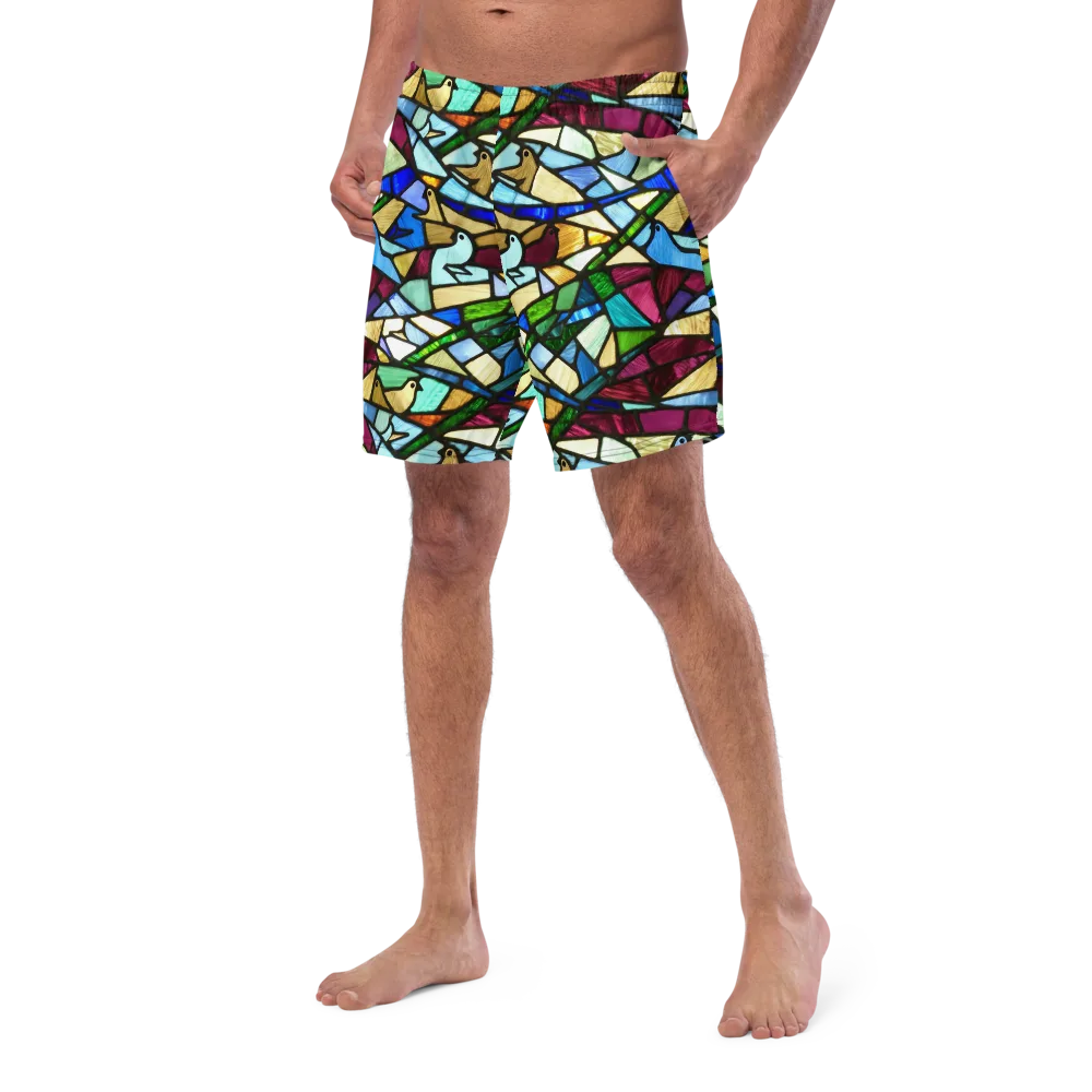 Birdsong Mosaic on Swim Trunks — Left Front