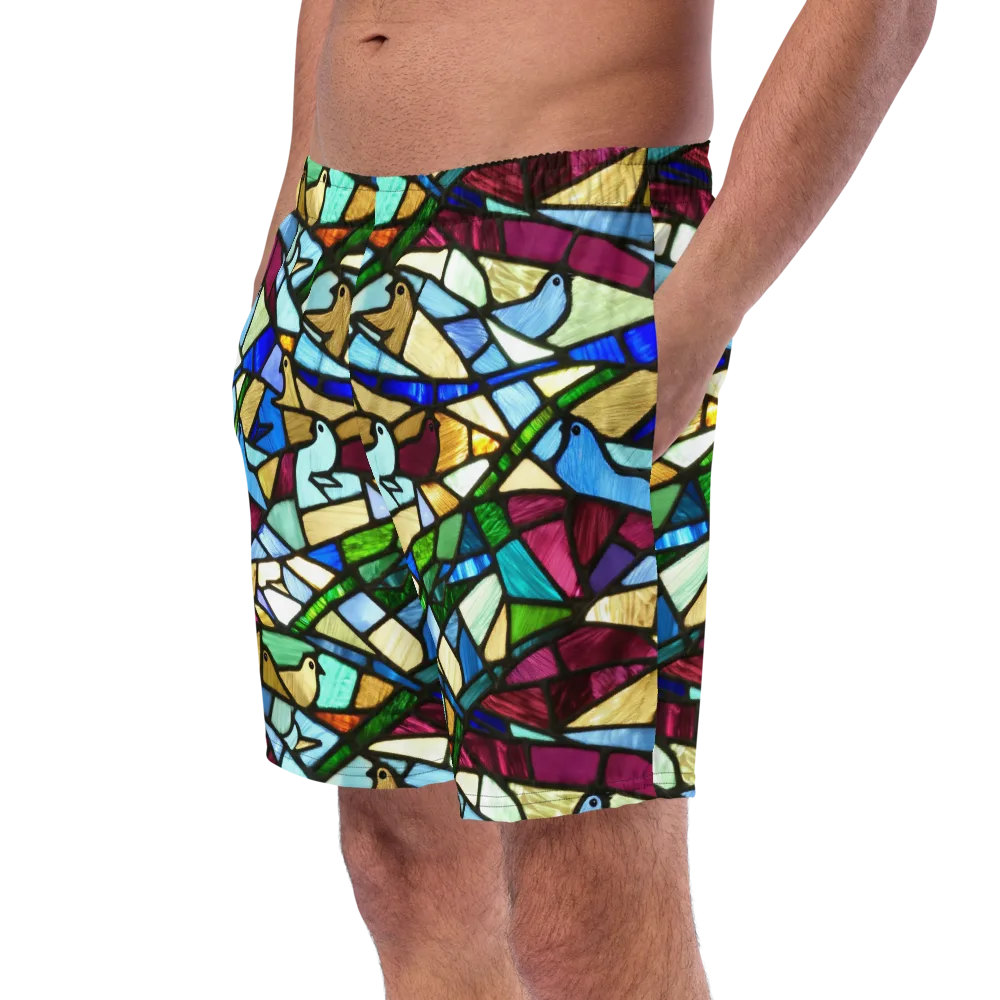 Birdsong Mosaic on Swim Trunks — Left Front