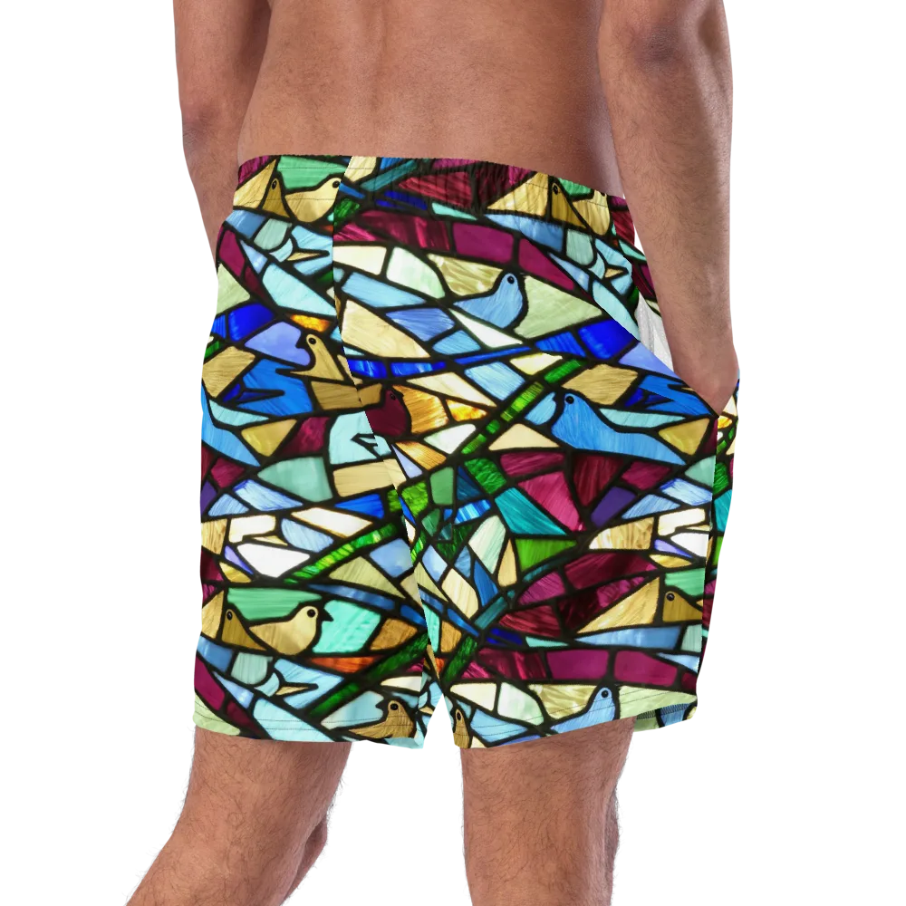 Birdsong Mosaic on Swim Trunks — Right Back