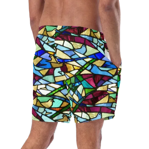 Birdsong Mosaic on a Swim Trunks