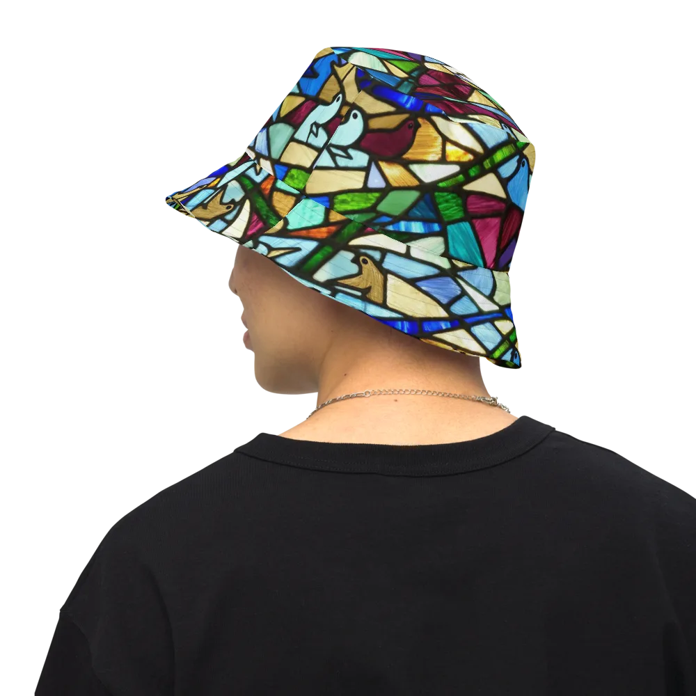 Birdsong Mosaic on Reversible Bucket Hat — Back Inside