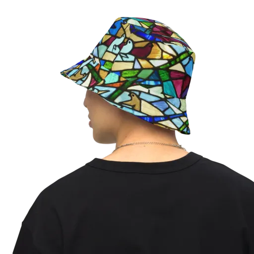 Birdsong Mosaic on a Reversible Bucket Hat