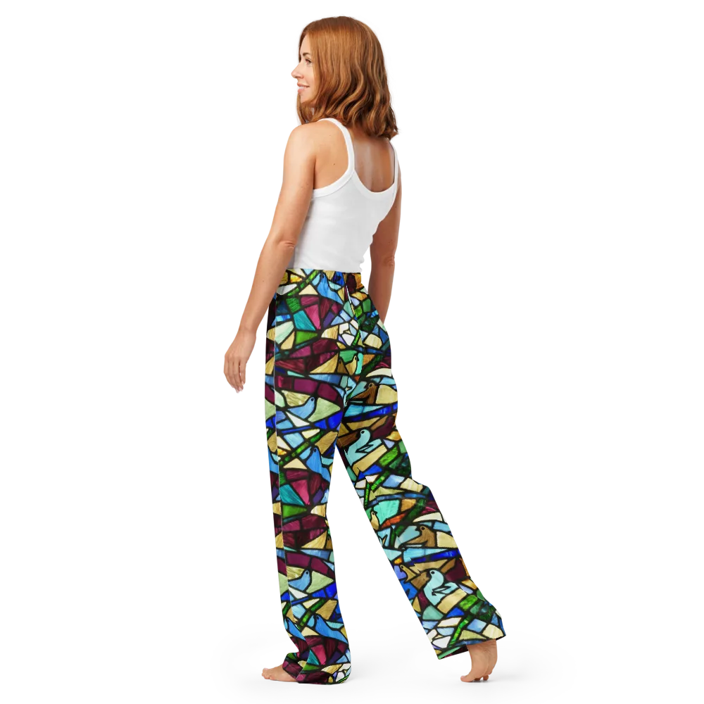 Birdsong Mosaic on Women's Pajama Pants — Back