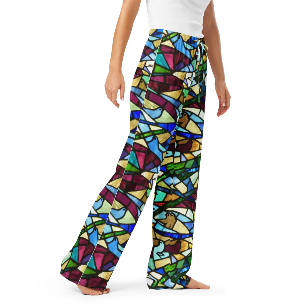 Birdsong Mosaic on Women's Pajama Pants — Right Front