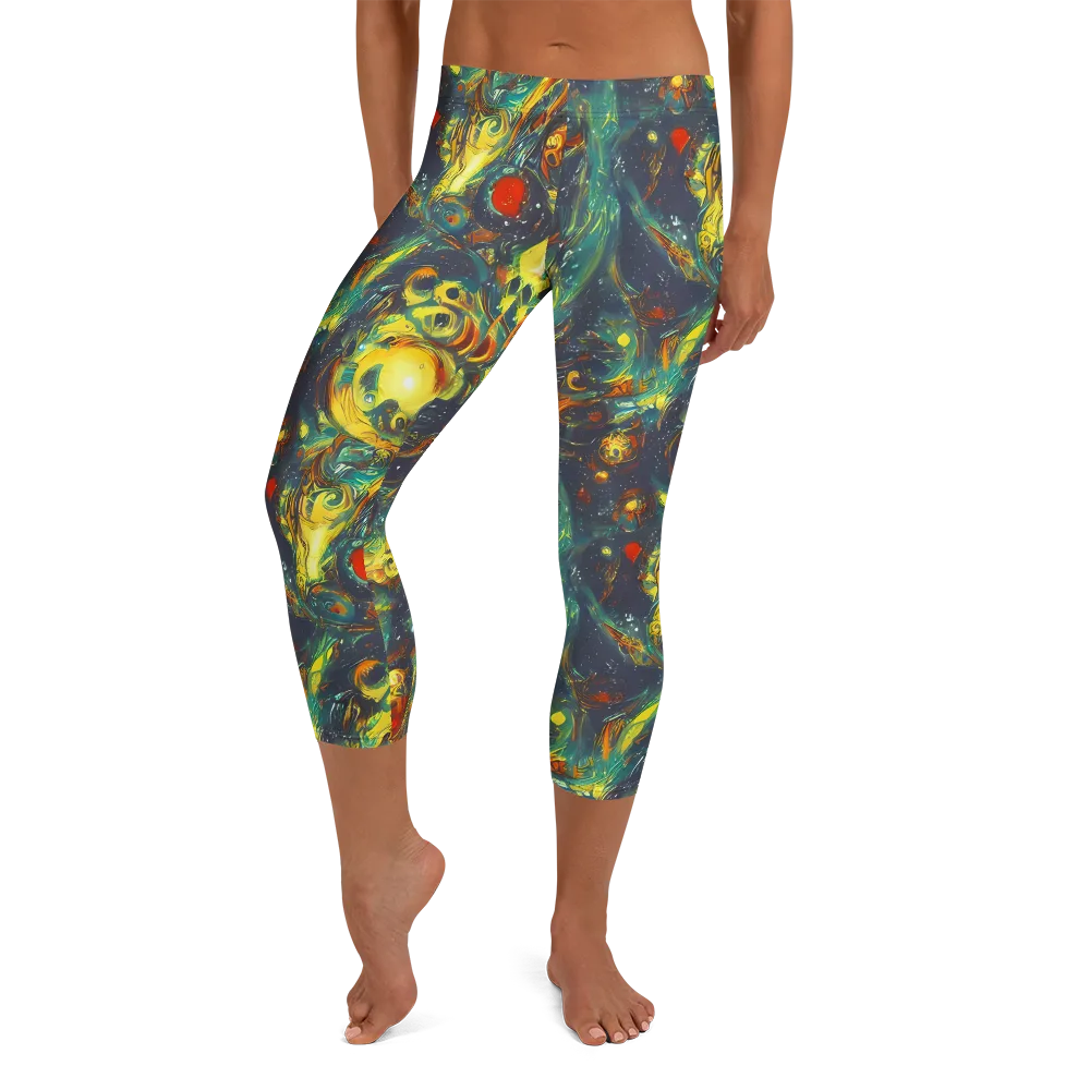 Electric Tidal Pool on Capri Leggings — Front