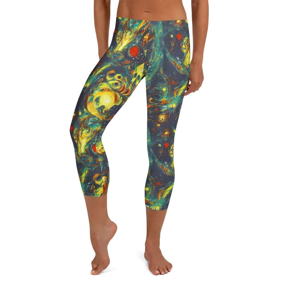 Electric Tidal Pool on Capri Leggings — Front