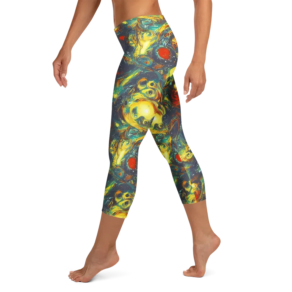 Electric Tidal Pool on Capri Leggings — Left
