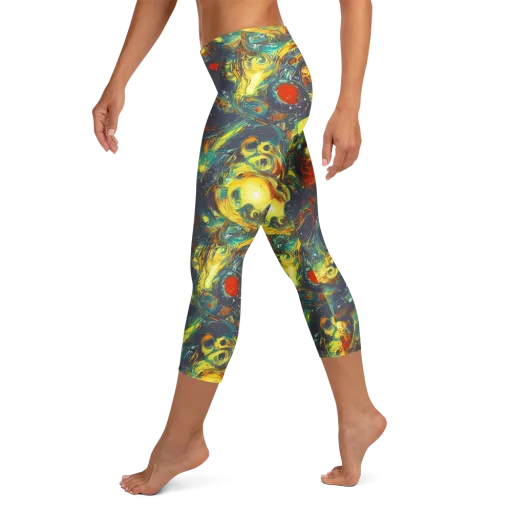 Electric Tidal Pool on a Capri Leggings