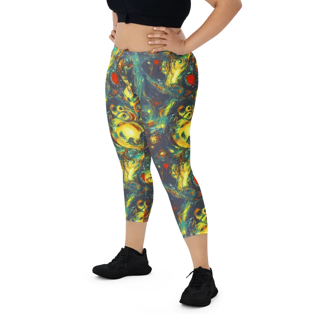 Electric Tidal Pool on Capri Leggings — Front