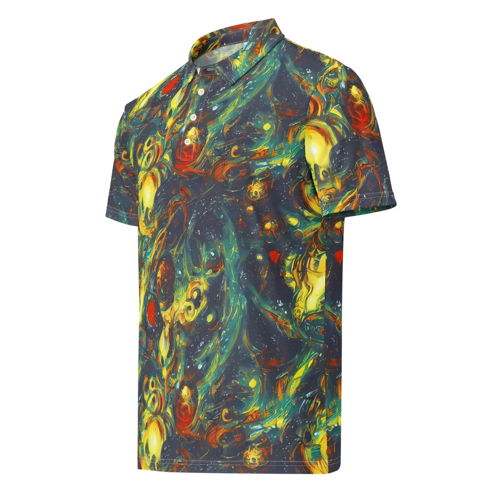 Electric Tidal Pool on Men's Slim Fit Polo Shirt — Left Front