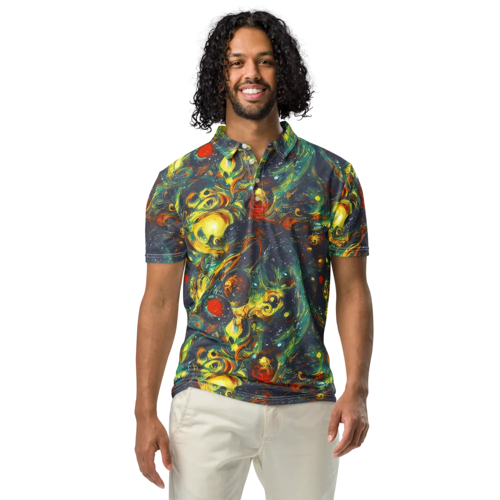 Electric Tidal Pool on Men's Slim Fit Polo Shirt — Front