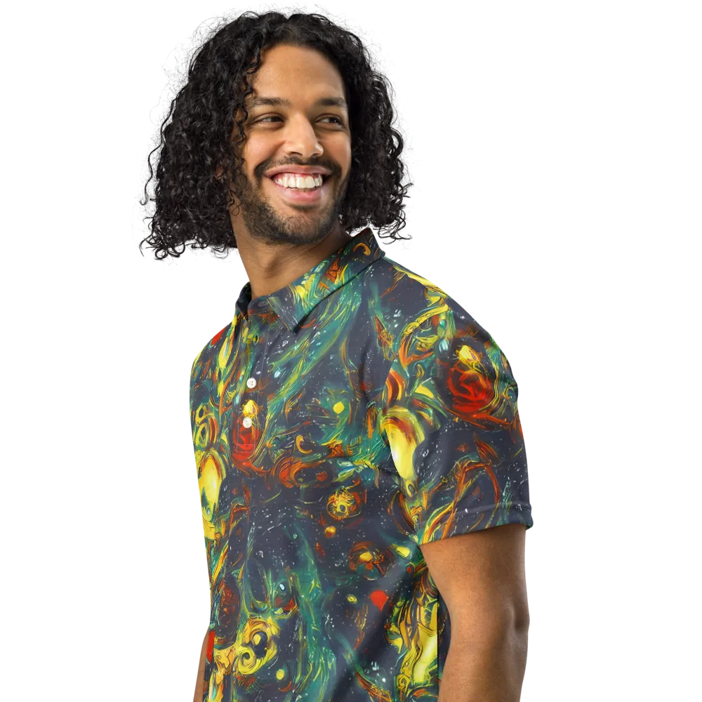 Electric Tidal Pool on Men's Slim Fit Polo Shirt — Left Front