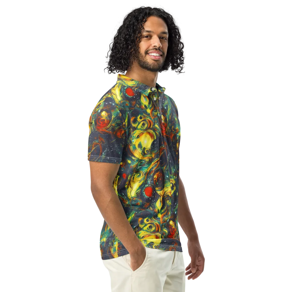 Electric Tidal Pool on Men's Slim Fit Polo Shirt — Right Front