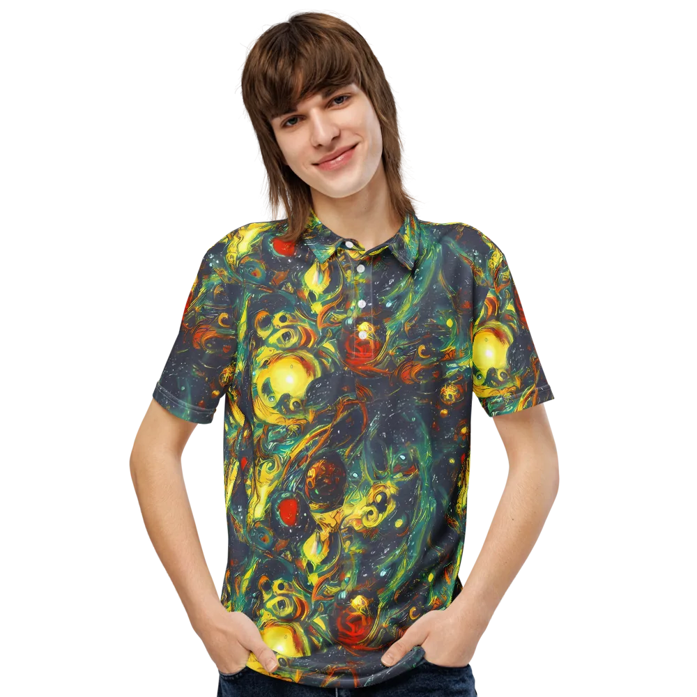 Electric Tidal Pool on Men's Slim Fit Polo Shirt — Front