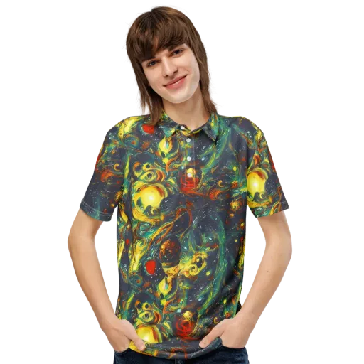 Electric Tidal Pool on a Men's Slim Fit Polo Shirt