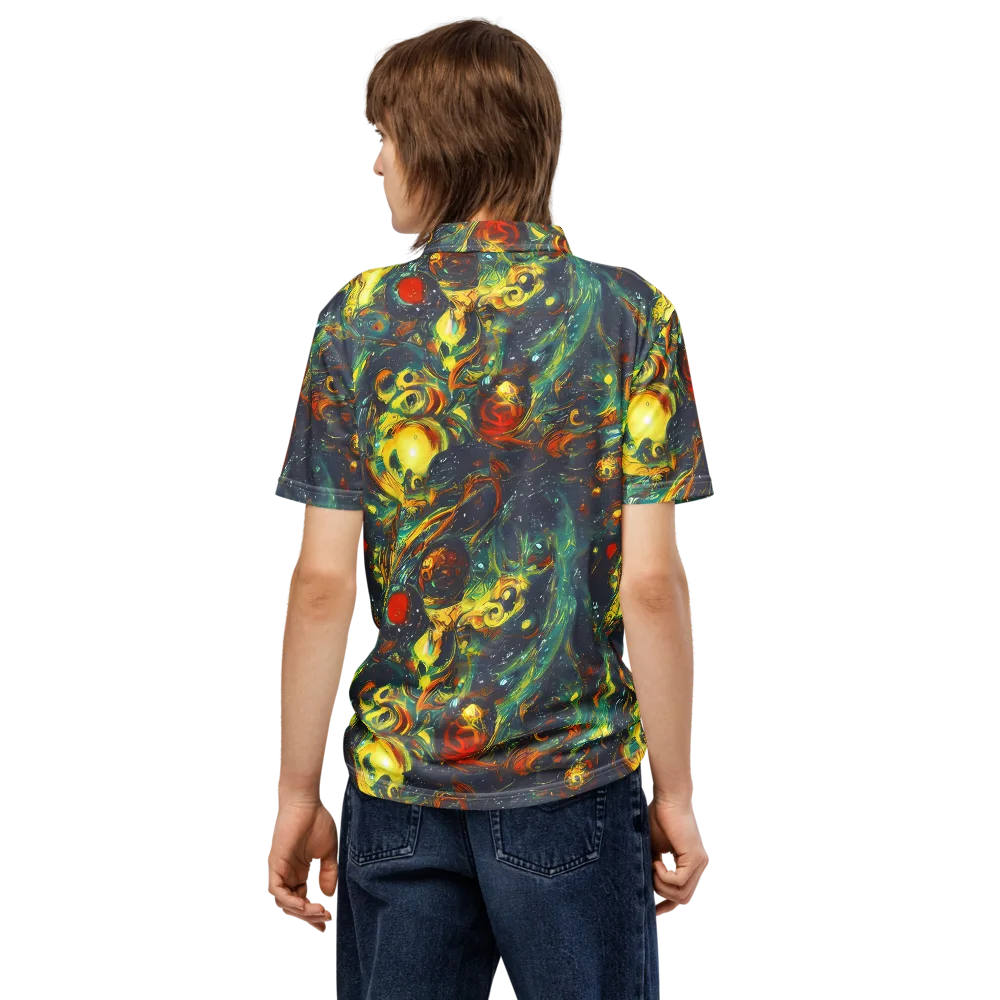 Electric Tidal Pool on Men's Slim Fit Polo Shirt — Back