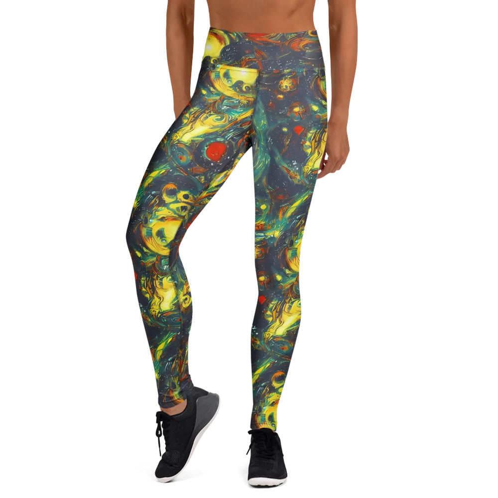Electric Tidal Pool on Yoga Leggings — Front