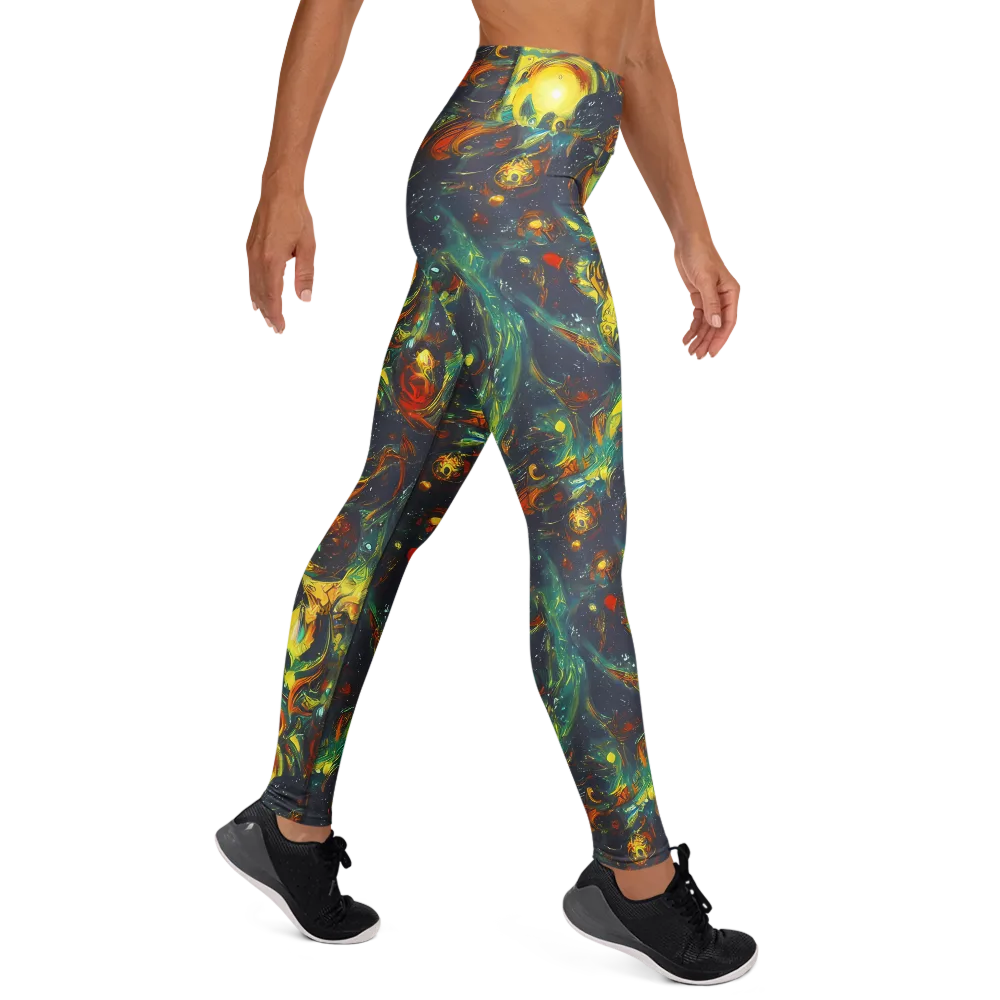 Electric Tidal Pool on Yoga Leggings — Right