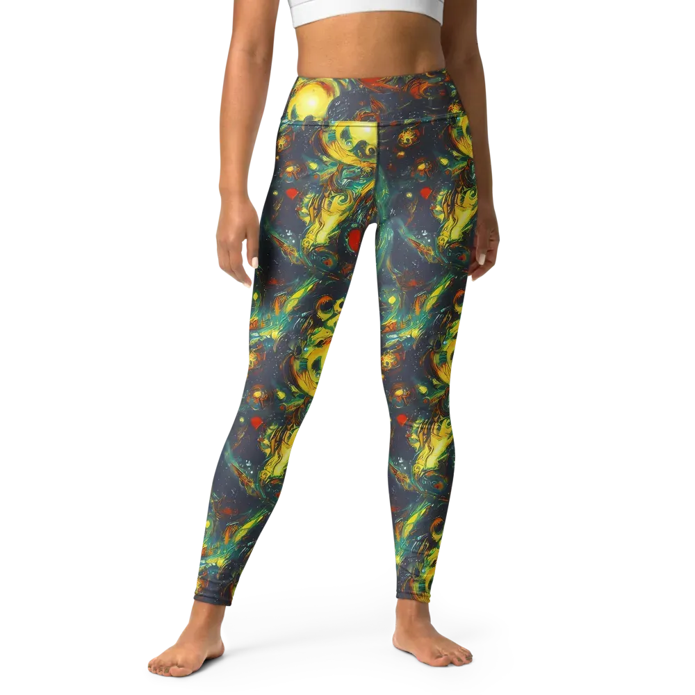 Electric Tidal Pool on Yoga Leggings — Front