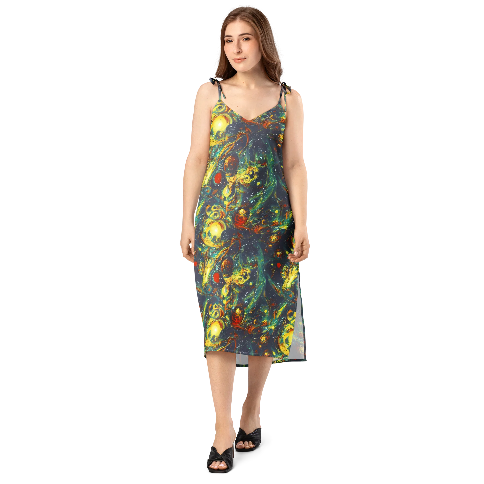Electric Tidal Pool on Slip Dress — Front