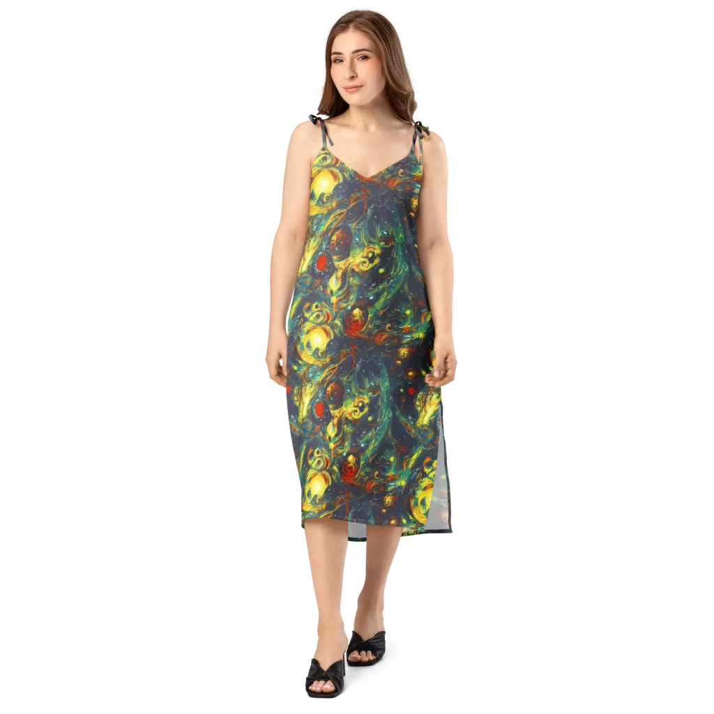 Electric Tidal Pool on Slip Dress — Front