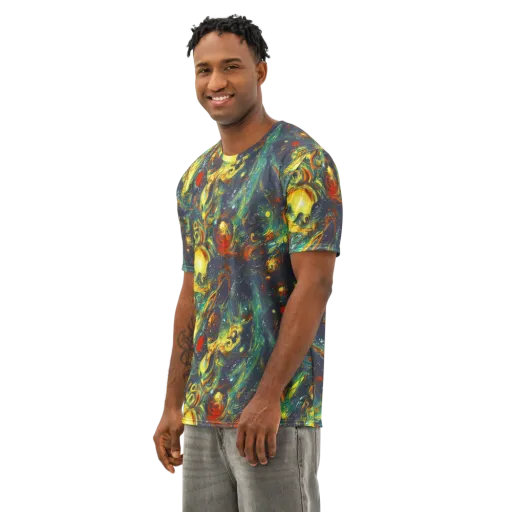 Electric Tidal Pool on a Men's Cotton Crew Neck T-Shirt