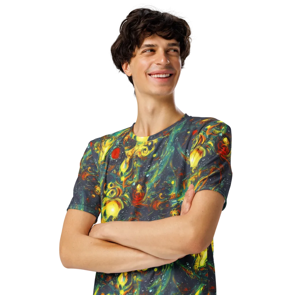 Electric Tidal Pool on Men's Crew Neck T-Shirt — Left Front