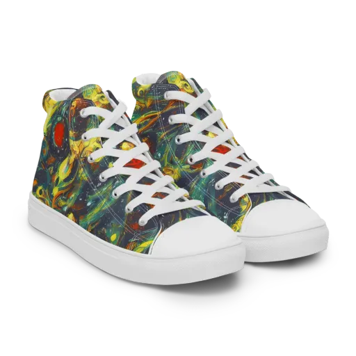 Electric Tidal Pool on a Men's High Top Canvas Shoes