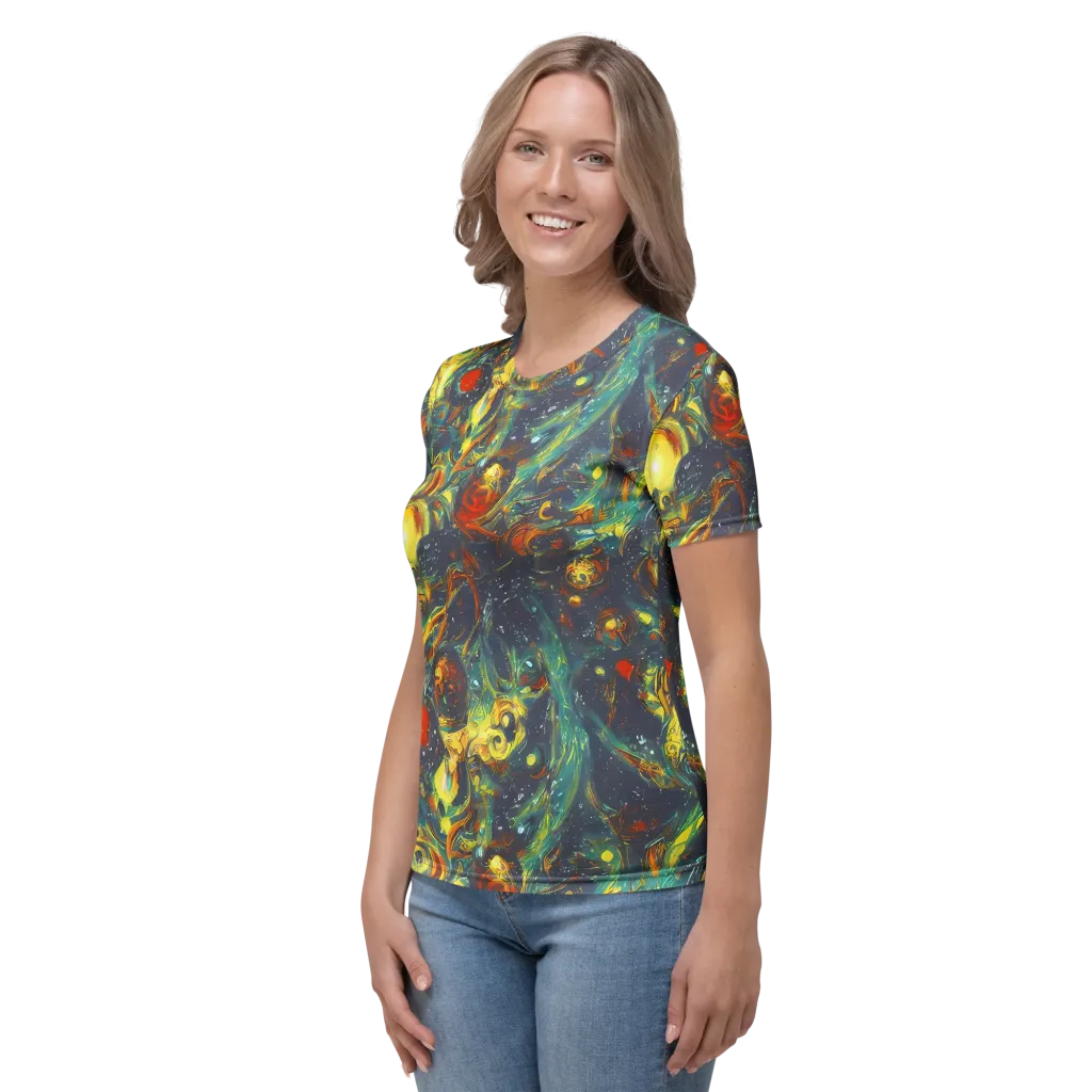 Electric Tidal Pool on Women's Crew Neck T-Shirt — Left