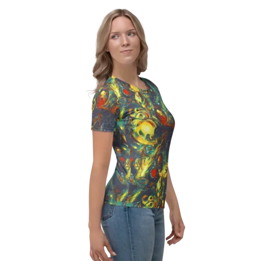 Electric Tidal Pool on a Women's Crew Neck T-Shirt