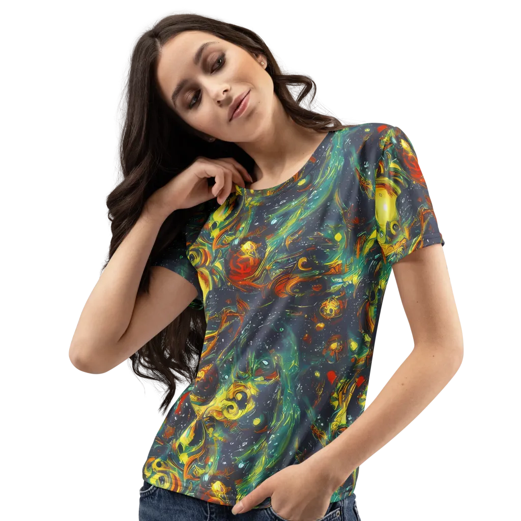 Electric Tidal Pool on Women's Crew Neck T-Shirt — Left Front