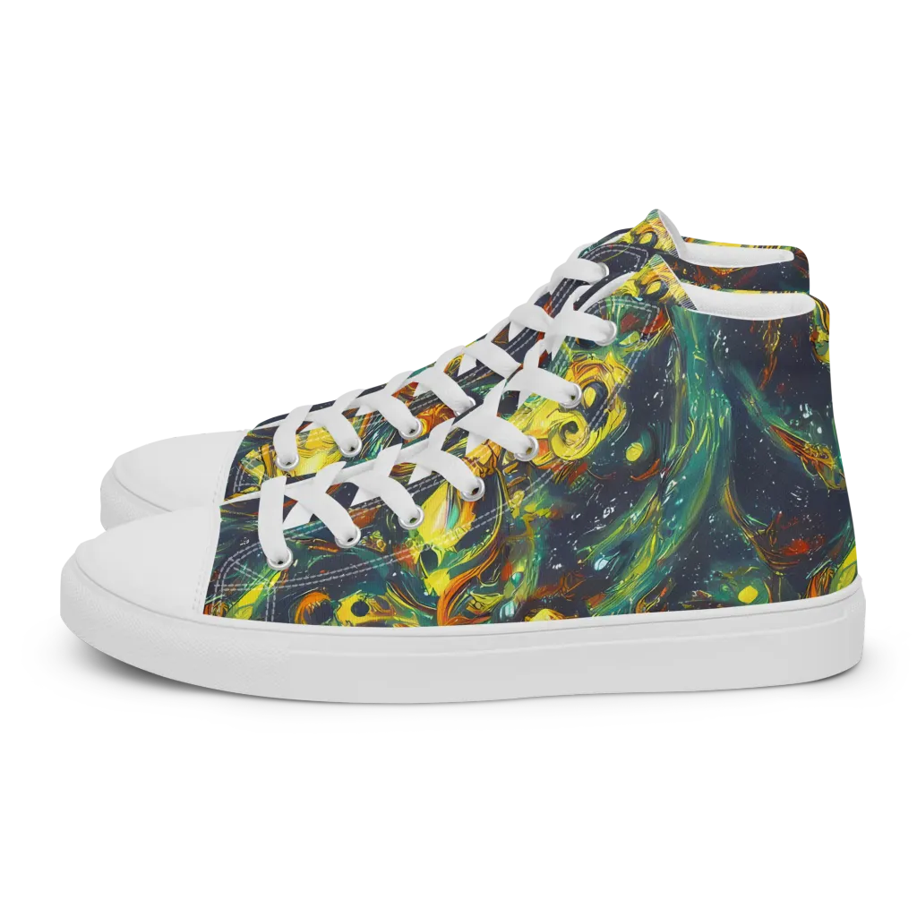 Electric Tidal Pool on Women's High Top Canvas Shoes — Left