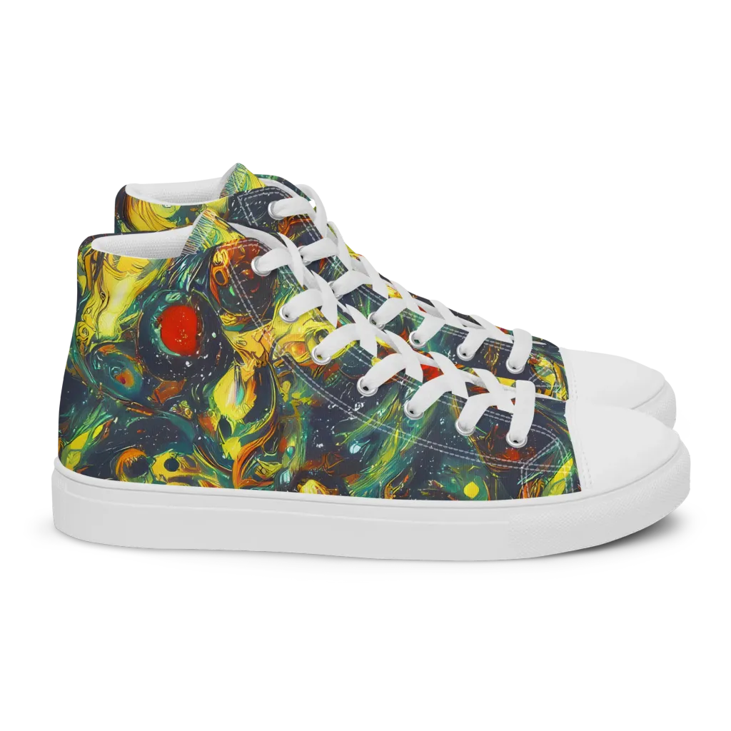 Electric Tidal Pool on Women's High Top Canvas Shoes — Right