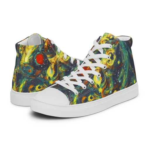 Electric Tidal Pool on a Women's High Top Canvas Shoes