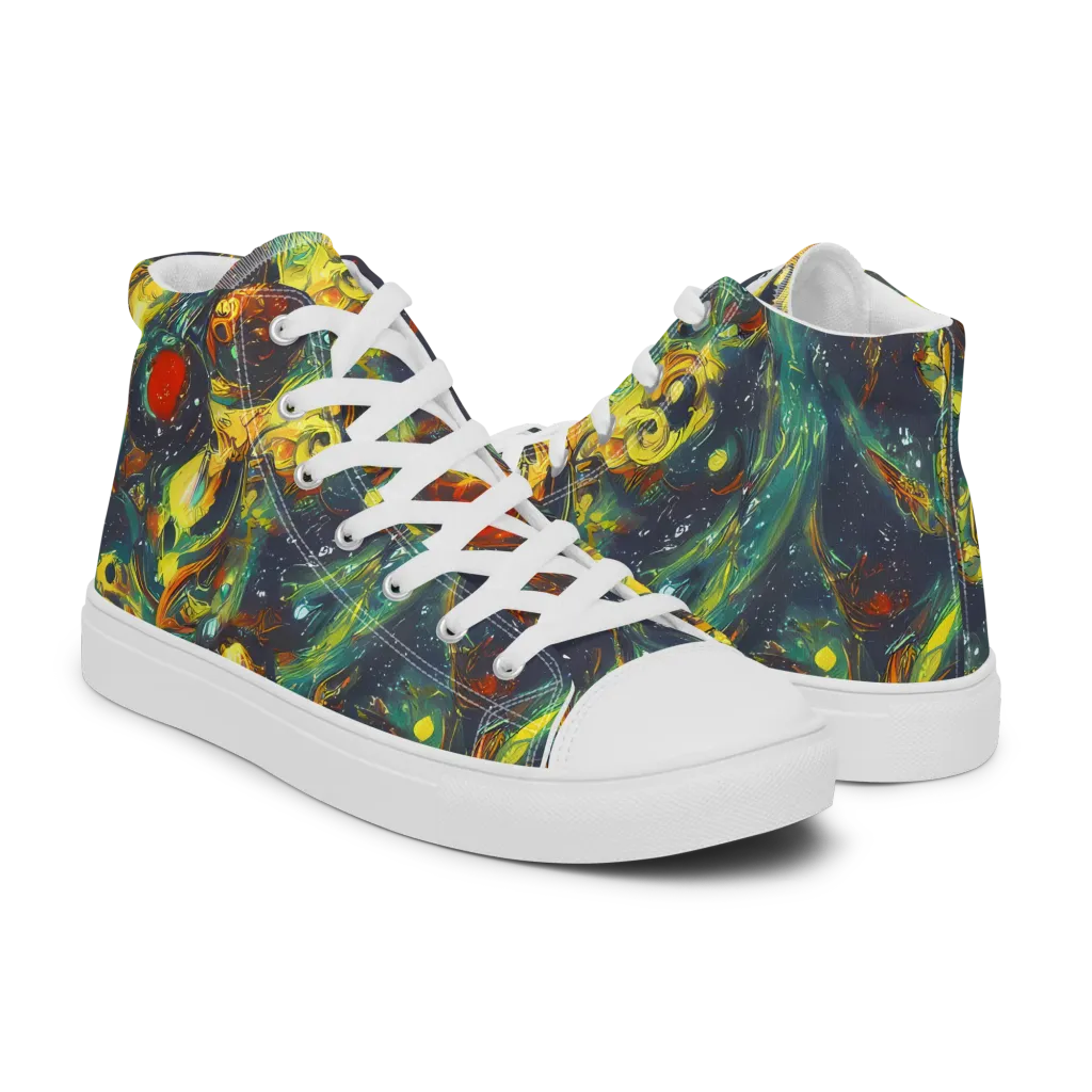 Electric Tidal Pool on Women's High Top Canvas Shoes — Right